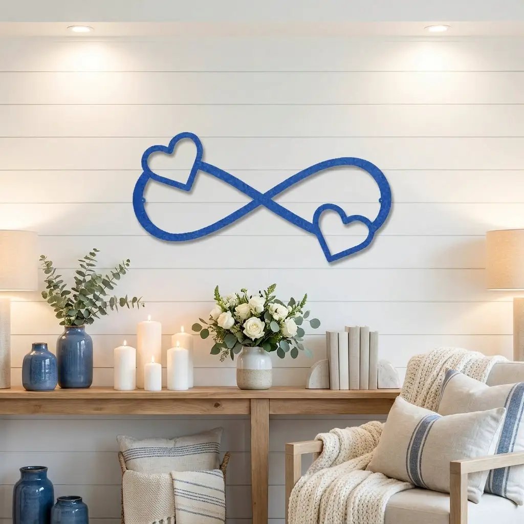 Infinity Heart Metal Wall Art – Personalized Couple Sign – Romantic Wall Decor – Wedding & Anniversary Gift