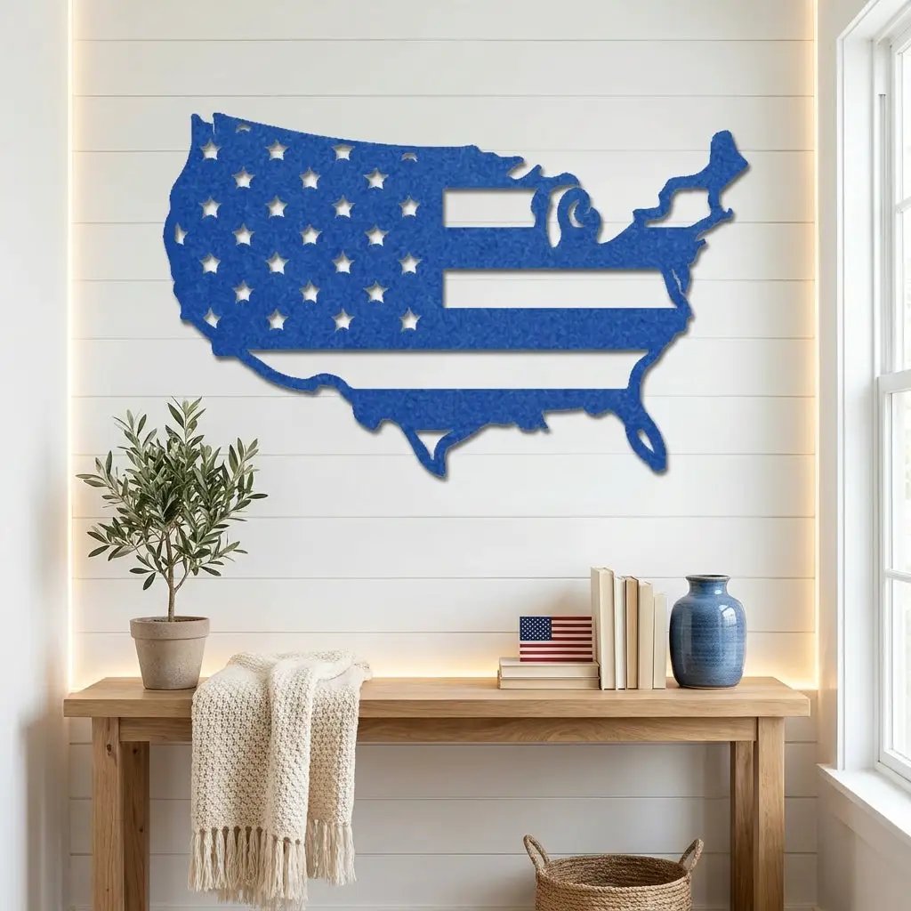 USA Flag Map Metal Wall Art – A Modern Symbol of American Pride