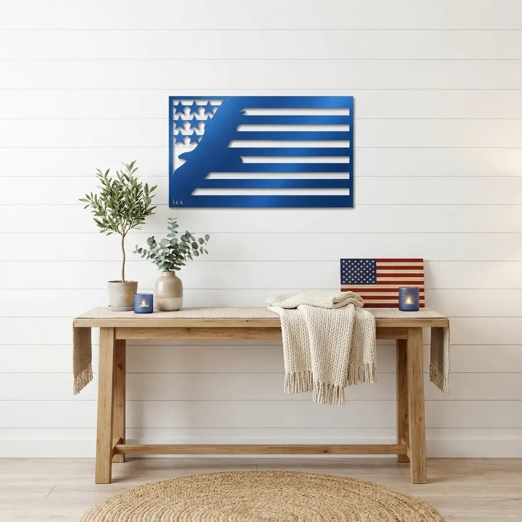 American Flag Eagle Metal Wall Art, Patriotic Eagle Decor, USA Flag Wall Art,