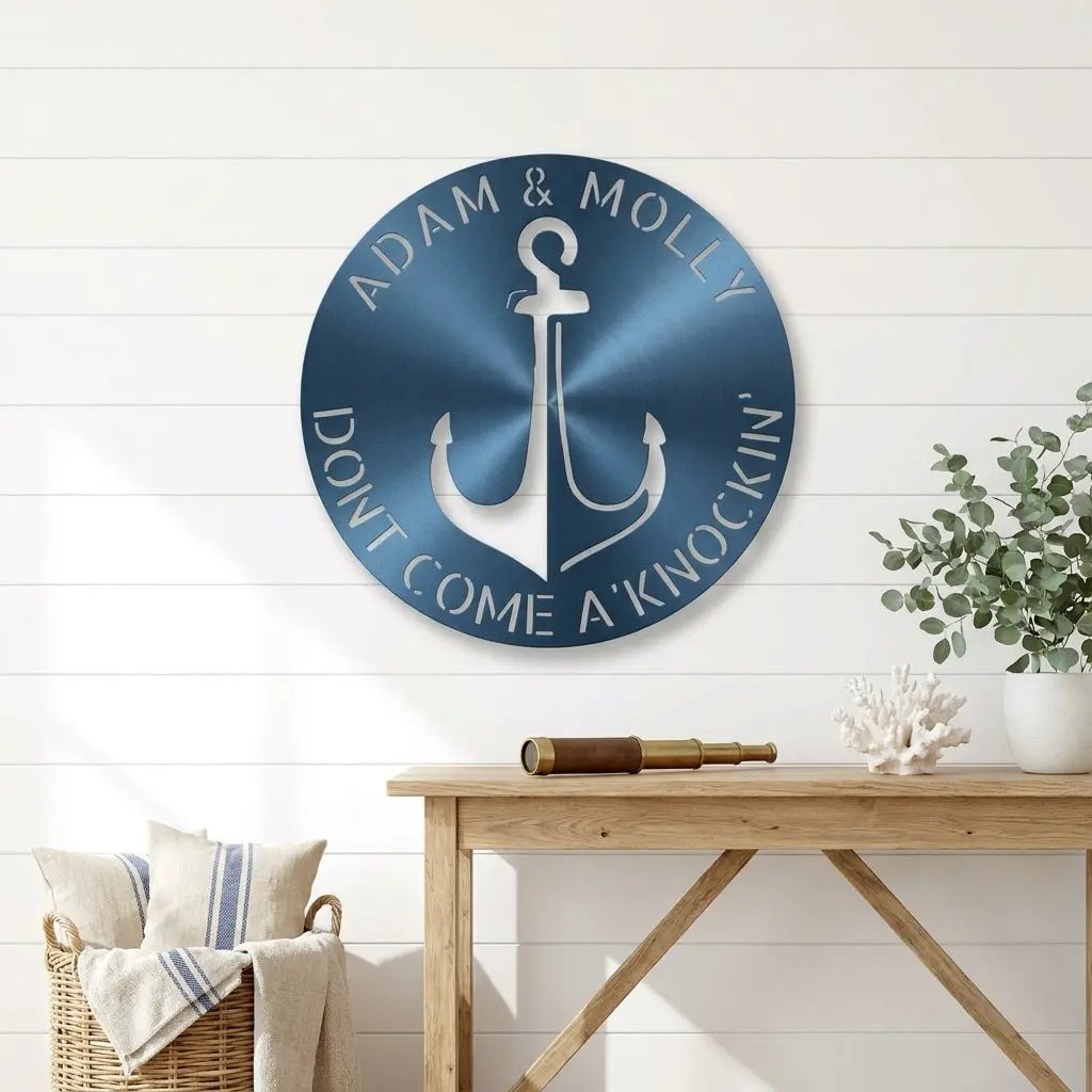 Anchor Personalized Metal Sign, Nautical Wall Decor, Family Name Sign, Beach, Boat House Decor
