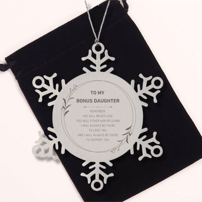 Bonus Daughter Ornament Gifts, To My Bonus Daughter Remember, you will never lose. You will either WIN or LEARN, Keepsake Snowflake Ornament For Bonus Daughter, Birthday Christmas Gifts Ideas For Bonus Daughter X-mas Gifts