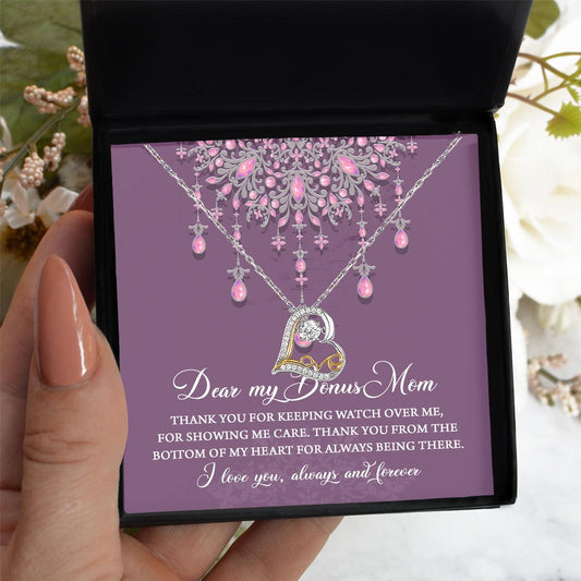 Dear Bonus Mom Thank You for Always Being There Heart Pendant Necklace - Mallard Moon Gift Shop