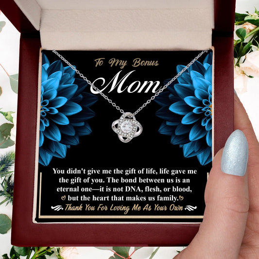 Bonus Mom Love Knot Pendant Necklace Thank You for Loving Me as Your Own - Mallard Moon Gift Shop