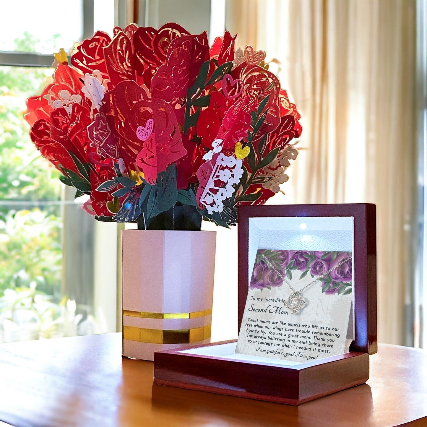 Bonus Mom Gift I am Grateful For You Love Knot Necklace - Mallard Moon Gift Shop