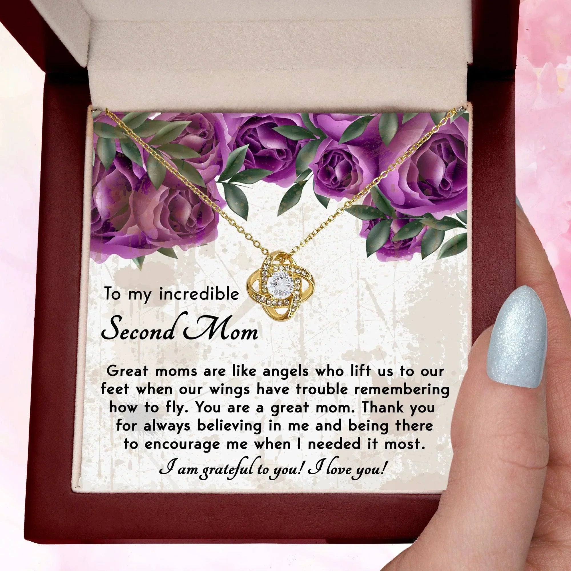 Bonus Mom Gift I am Grateful For You Love Knot Necklace