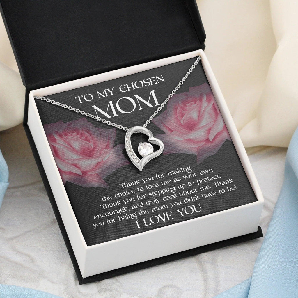 To My Chosen Bonus Mom Thank You for Stepping Up Forever Love Heart Pendant Necklace