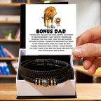 Bonus Dad Father's Day Gift - Men's Love You Forever Bracelet with Grateful Heart Message Card - Braided Vegan Leather Bracelet - Meaningful Stepdad Appreciation Gift