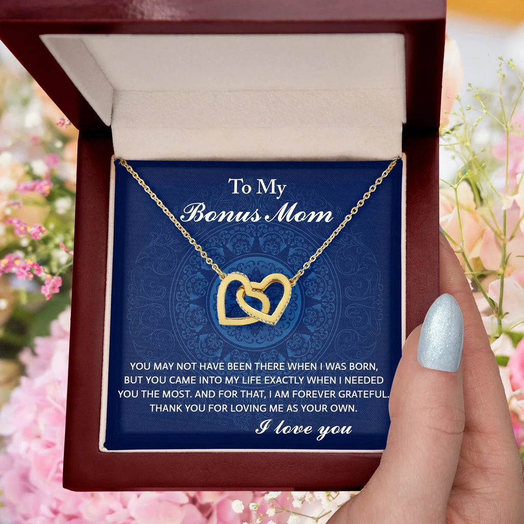To My Bonus Mom - You Were There When I Needed You Interlocking Hearts Pendant Necklace