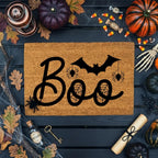 Boo Halloween Doormat – Spider & Bat Outdoor Coir Mat for Porch Décor