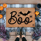 Boo Halloween Doormat – Spider & Bat Outdoor Coir Mat for Porch Décor