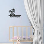 Timeless Teddy Bear: Personalized Metal Sign with Name & Birth Date