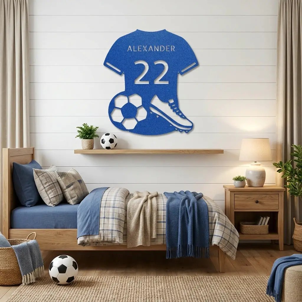 Soccer Jersey Monogram Custom Name Steel Sign Metal Wall Art