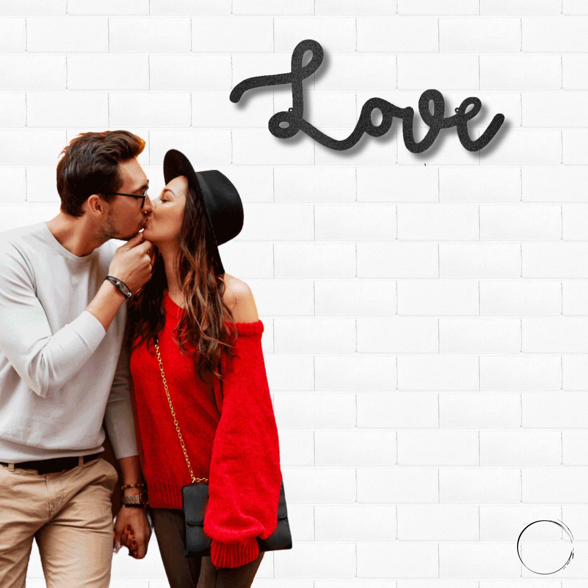 Love Script Metal Word Art Wall Sign - Mallard Moon Gift Shop