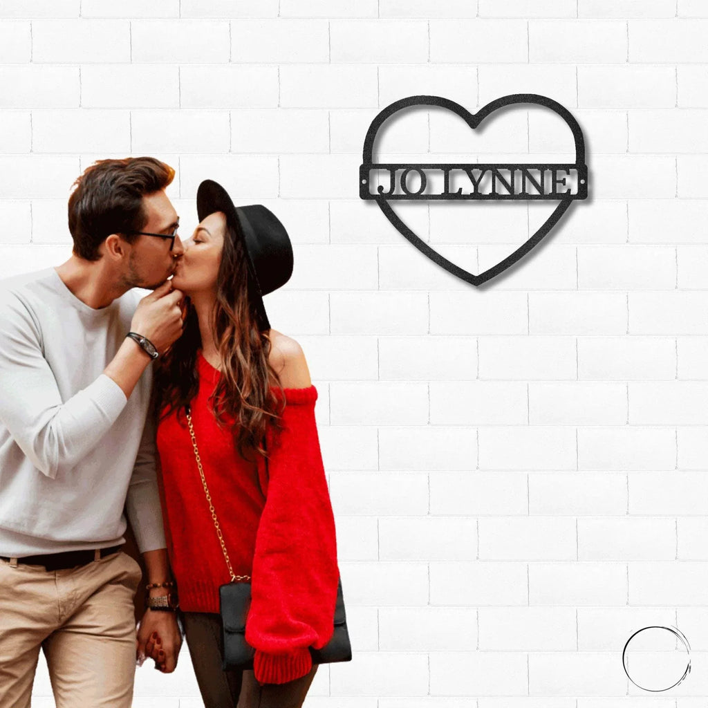 Custom Heart Shaped Monogram Personalized Steel Wall Sign