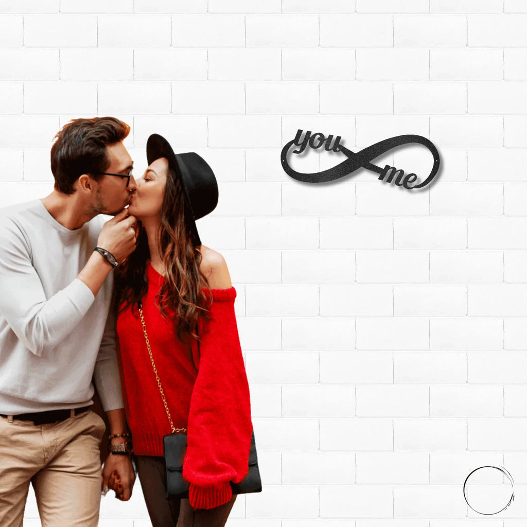 Romantic Home Decor "You & Me" Laser-Cut Infinity Metal Wall Art