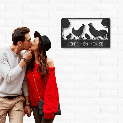 Personalized Hen House Metal Wall Art: Celebrate Your Coop with Style - Mallard Moon Gift Shop