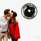 Couple Silhouette Sweetheart Custom Monogram Name Metal Wall Art
