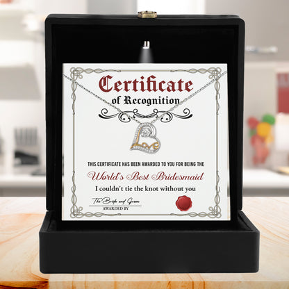 Bridesmaid Gift - Certificate Of Recognition Love Dancing Heart Pendant Necklace - Mallard Moon Gift Shop