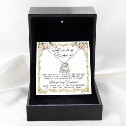 Bridesmaid Proposal Gift Keep The Tradition Alive -Love Dancing Heart Pendant Necklace Be My Bridesmaid Wedding Gift from Bride - Mallard Moon Gift Shop