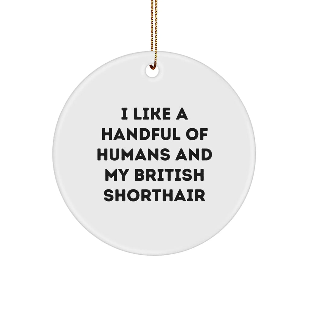 British Shorthair Cat Lover Gifts - I Like A Handful Of Humans And My British Shorthair, Circle Ornament, Christmas Unique Gifts from Friends
