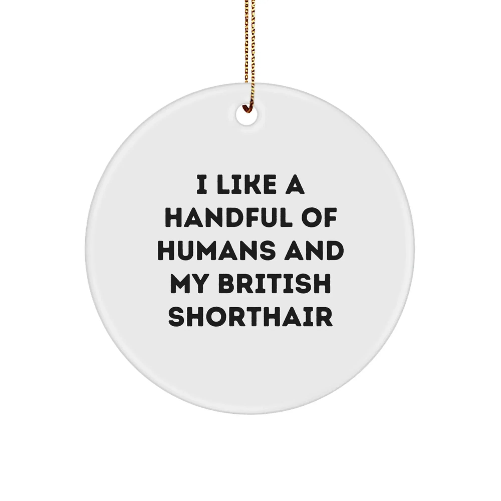 British Shorthair Cat Lover Gifts - I Like A Handful Of Humans And My British Shorthair, Circle Ornament, Christmas Unique Gifts from Friends