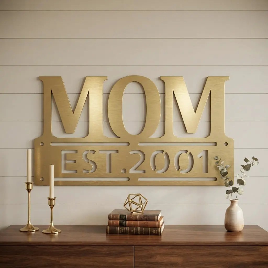 Personalized Mom Est. Year Metal Wall Art | Custom Mother's Day Gift | Mom Established Sign | Metal Home Decor | Made in USA