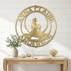 Personalized Mermaid Metal Wall Art Sign – Custom Name Steel Wall Decor for Girls Room – Ocean Themed Nursery and Bedroom Decor