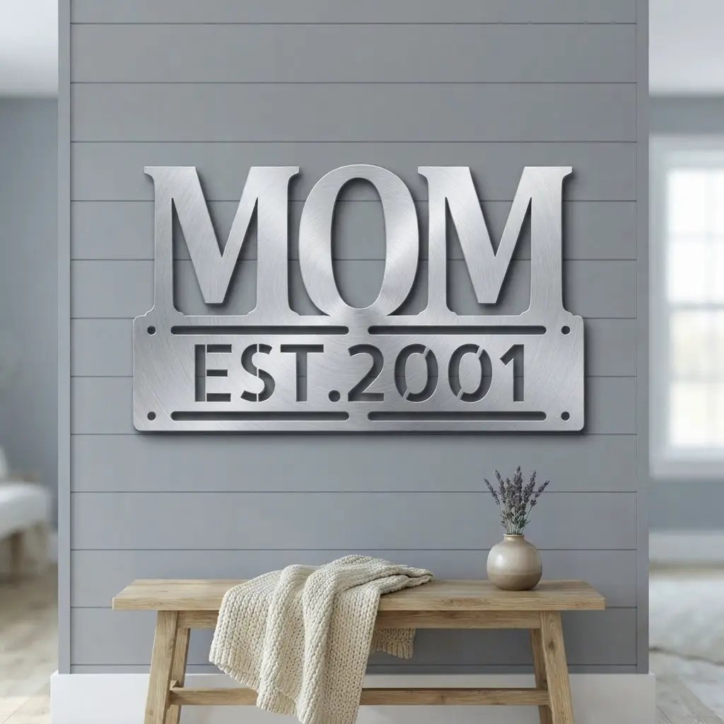 Personalized Mom Est. Year Metal Wall Art | Custom Mother's Day Gift | Mom Established Sign | Metal Home Decor | Made in USA