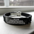 Butcher Black Glidelock Clasp Engraved Bracelet - Thanks for being who you are - Birthday Christmas Jewelry Gifts Coworkers Colleague Boss