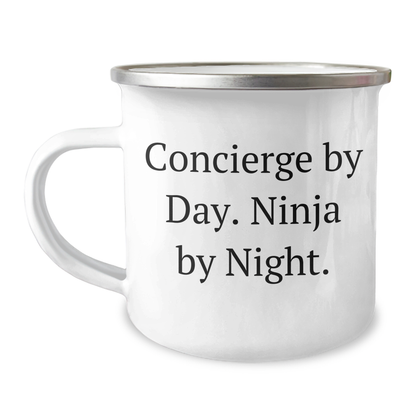 Concierge Gifts from Friends, Concierge By Day. Ninja By Night. - Unique Camping Mug for Mother's Day - Image 1