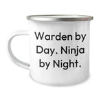 Warden Gifts - Funny Camping Mug, Warden By Day. Ninja By Night. - Graduation Unique Gifts from Friends, Gifts for Warden