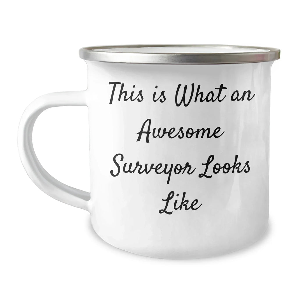 Funny Surveyor Gifts for Mom, Surveyor Camping Mug with Inspirational Quote, 'This Is What An Awesome Surveyor Looks Like', Gifts from Men to Surveyor Mom, Mother's Day Unique Gifts