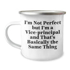 Funny Vice-principal Gifts for Men from Friends - I'm Not Perfect Camping Mug for Graduation