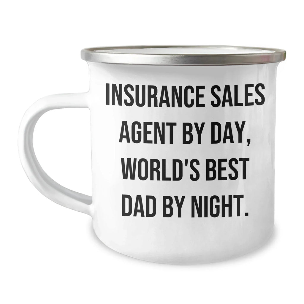Insurance Sales Agent Gifts from Men - Funny Camping Mug for World's Best Dad - 'Insurance Sales Agent By Day, World's Best Dad By Night.'