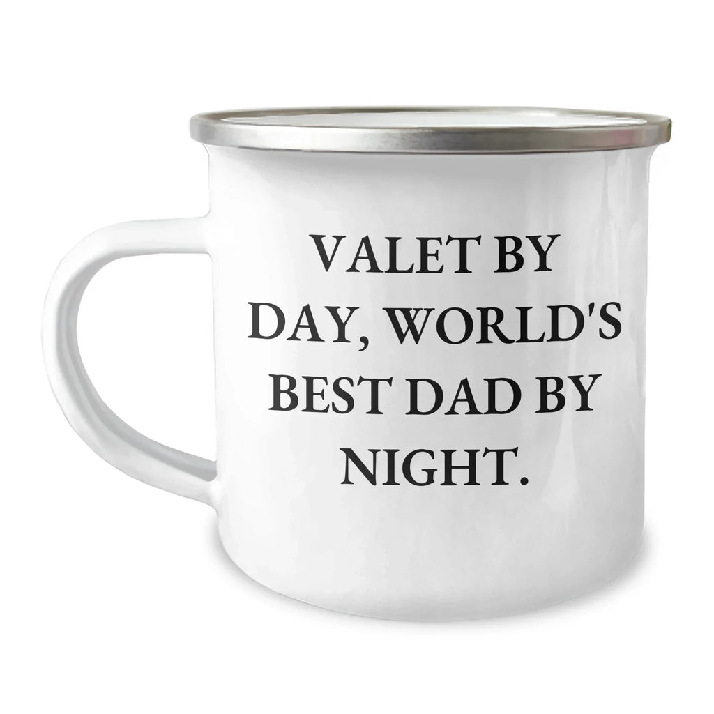 Valet By Day, World's Best Dad By Night Gifts from Men to Valet, Camping Mug for Father's Day