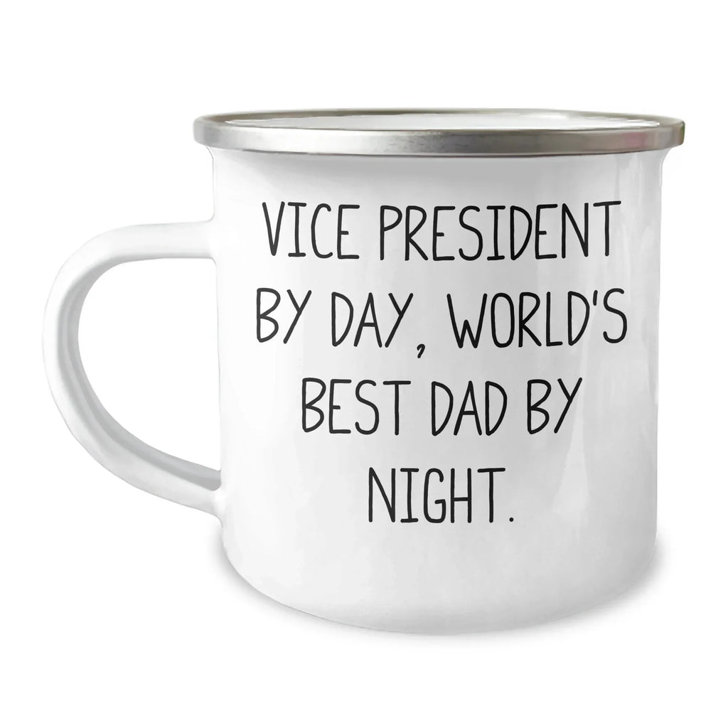Vice President Gifts, Funny Quote, Camping Mug for World's Best Dad, Father's Day Unique Gifts from Family
