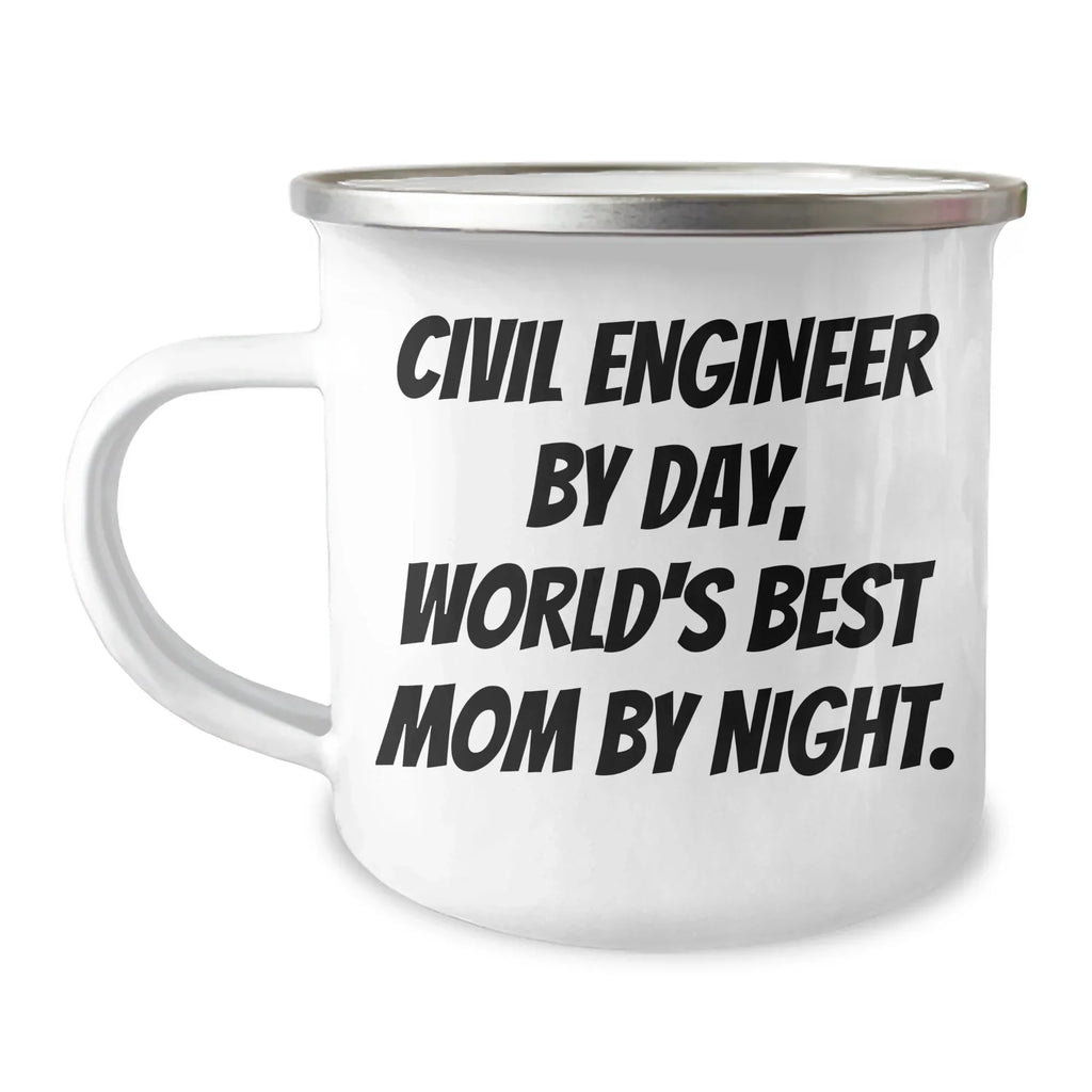 Civil Engineer Mom's Camping Mug, Funny Graduation Gifts from Friends, Unique Gifts for Civil Engineer, 12 oz Stainless Steel with Enamel Finish