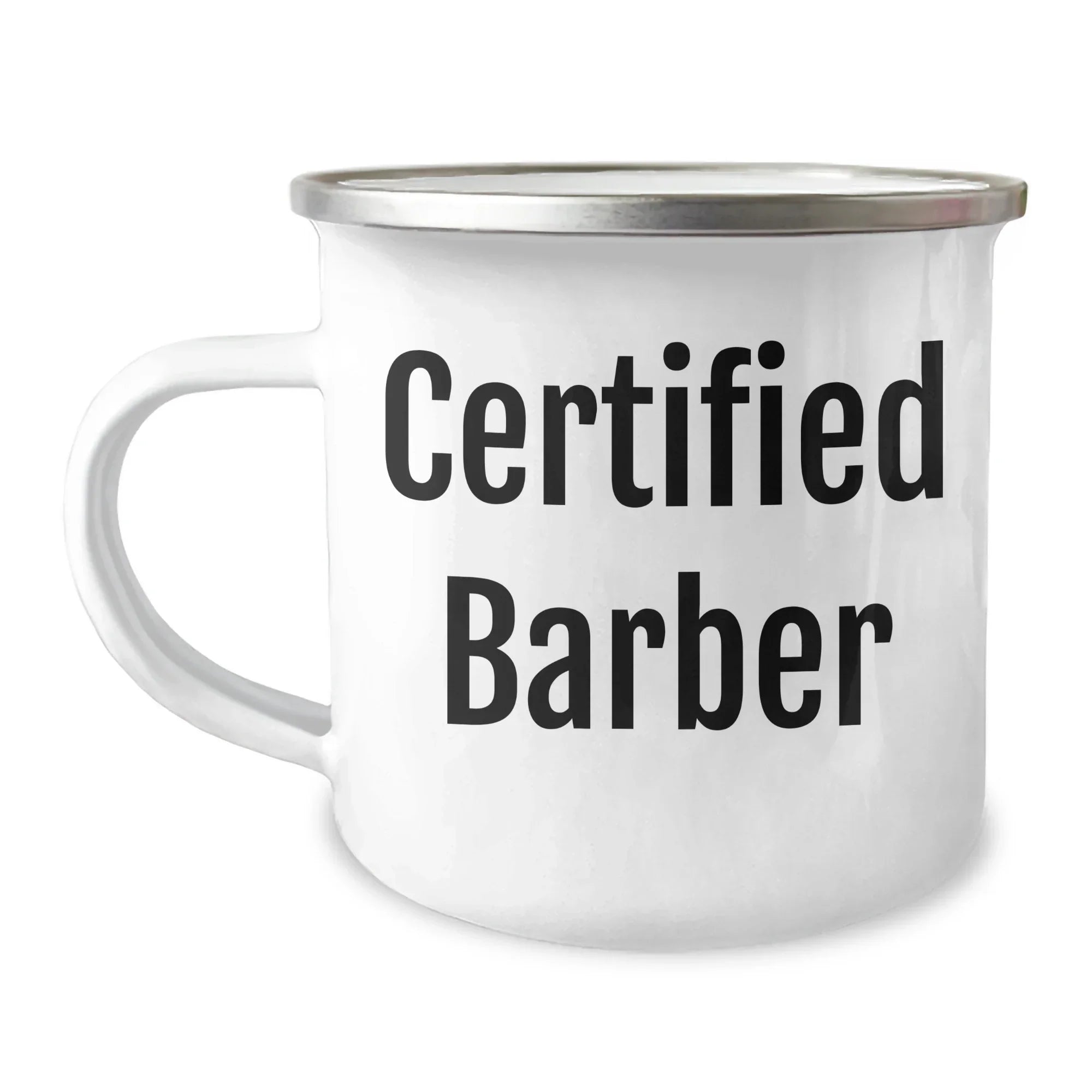 Funny Certified Barber Gifts for Men, Unique Camping Mug for Father's Day, 'A Cut Above the Rest' Quote, 12 oz Stainless Steel with Enamel Finish
