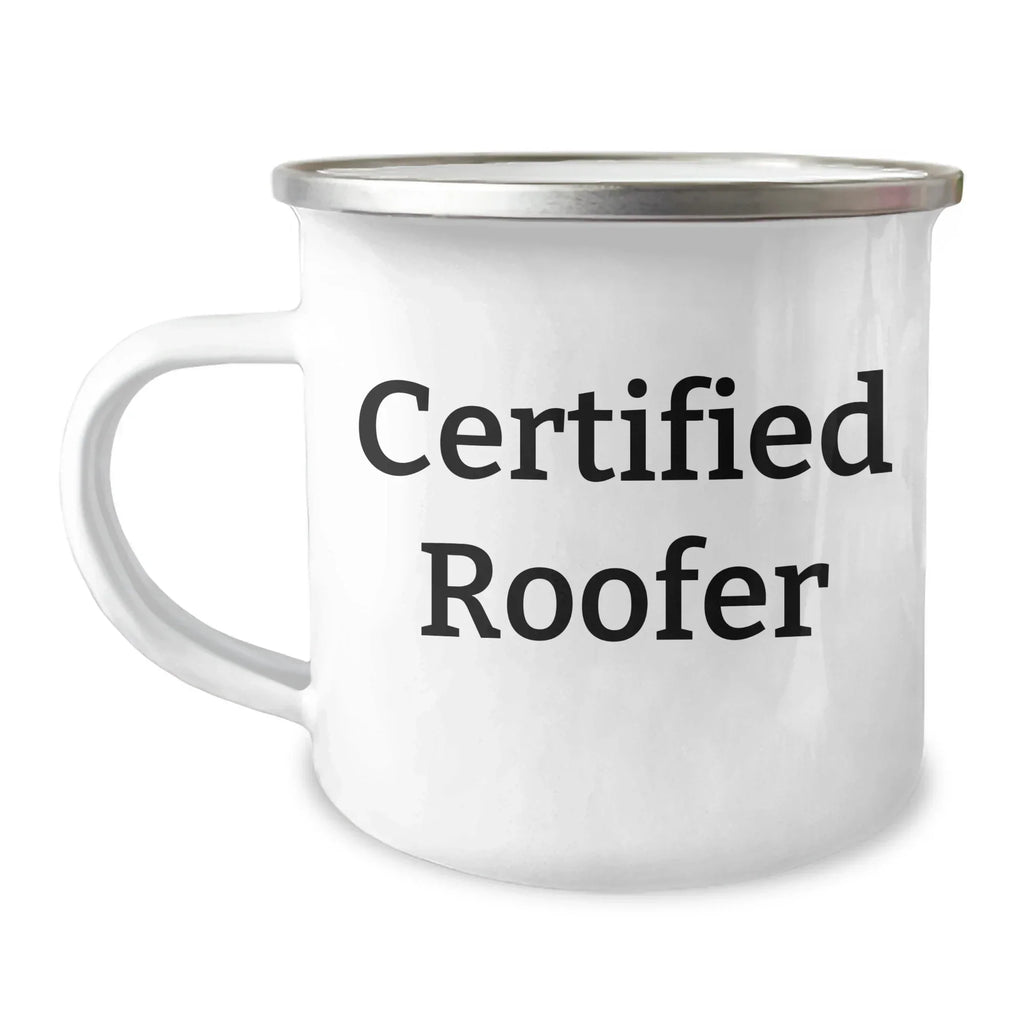 Funny Roofer Gifts from Friends - 'I Fix Leaks' Certified Roofer Camping Mug for Father's Day, Gifts for Roofer, 12 oz Stainless Steel with Enamel Finish