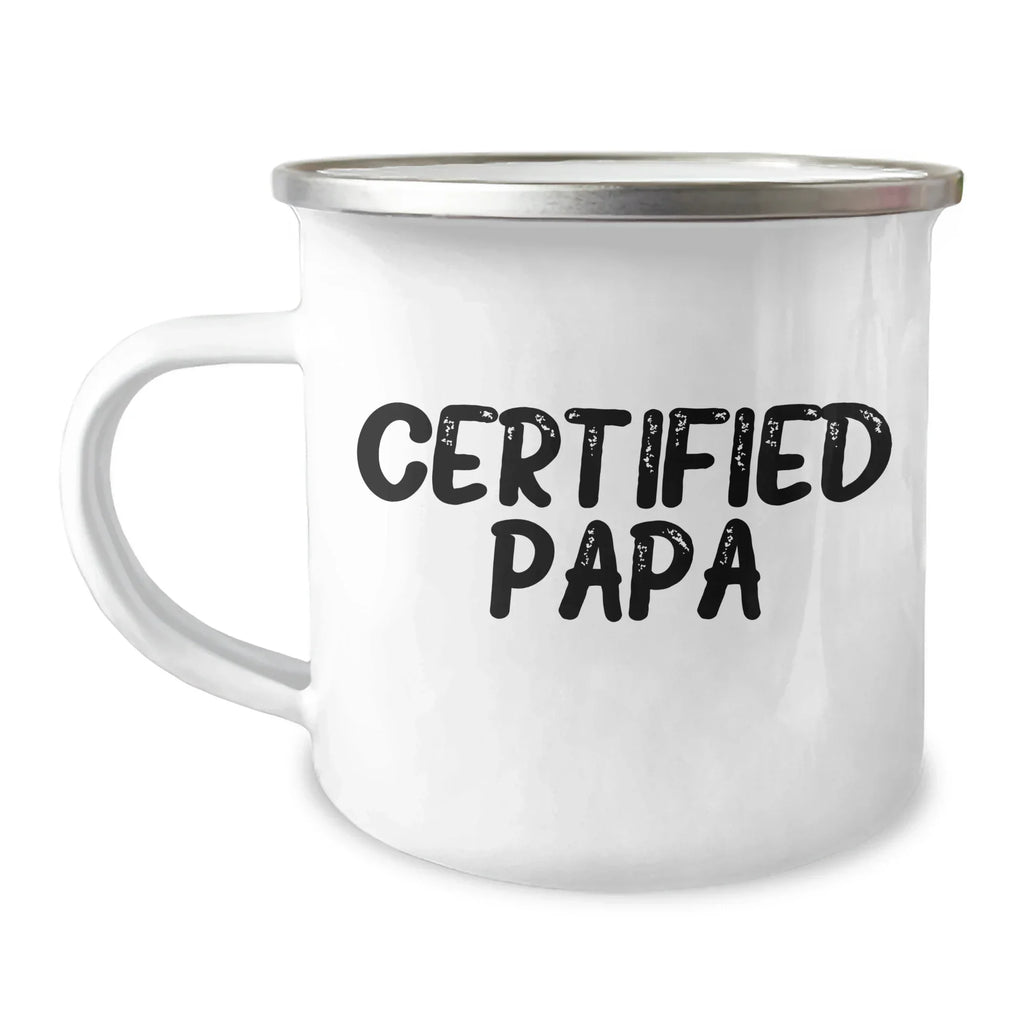 Funny Papa Camping Mug Gifts, 'Certified Papa' Quote, 12 oz Stainless Steel with Enamel Finish, Ideal Gifts from Friends, Family, or Coworkers for Papa on Father's Day