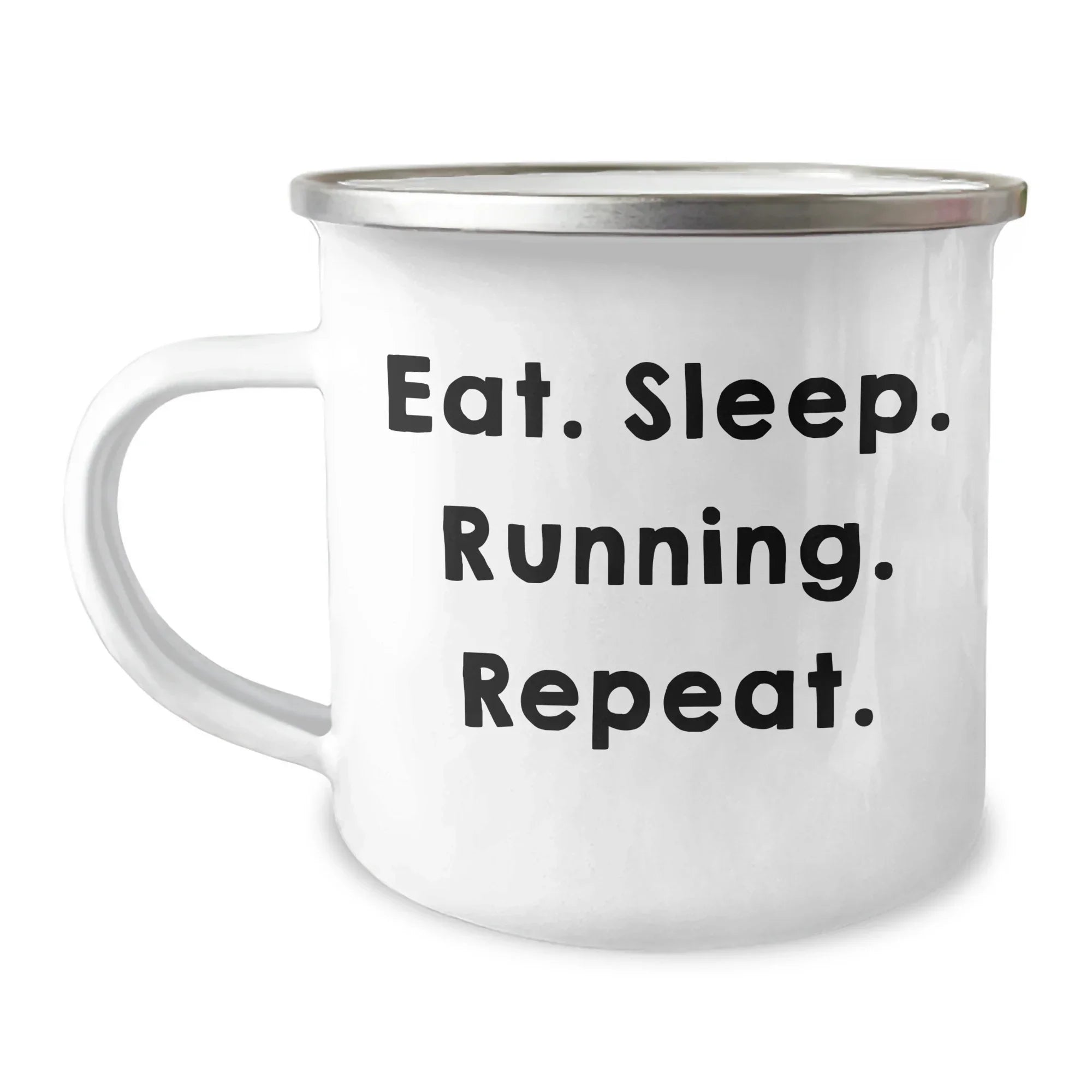 Funny Running Quotes Gifts for Men from Father's Day Unique Running Camping Mugs, Eat. Sleep. Running. Repeat. - 12 oz Stainless Steel with Enamel Finish