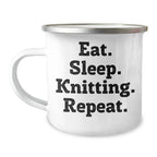 Funny Knitting Gifts: Eat. Sleep. Knitting. Repeat. Camping Mug for Father's Day - Gifts from Men, Unique Gifts for Knitting Enthusiasts