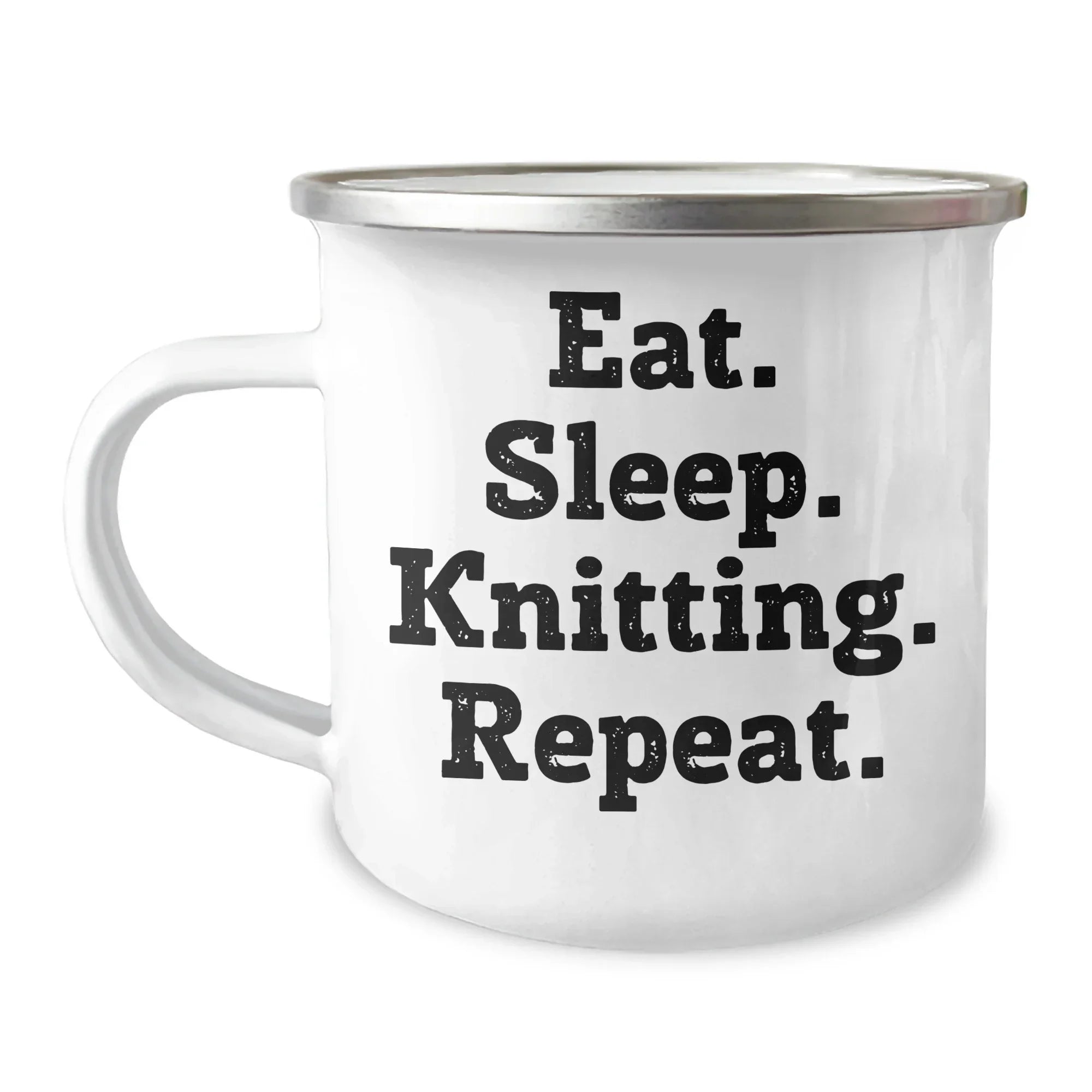 Funny Knitting Gifts: Eat. Sleep. Knitting. Repeat. Camping Mug for Father's Day - Gifts from Men, Unique Gifts for Knitting Enthusiasts