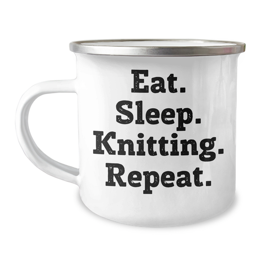 Funny Knitting Gifts: Eat. Sleep. Knitting. Repeat. Camping Mug for Father's Day - Gifts from Men, Unique Gifts for Knitting Enthusiasts - Image 1