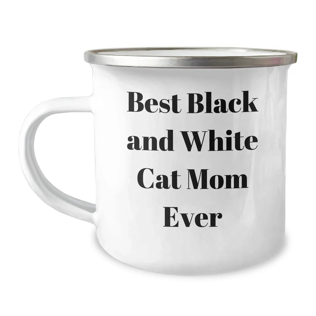 Funny Black and White Cat Mom Gifts from Friends for Mother's Day Unique Camping Mug