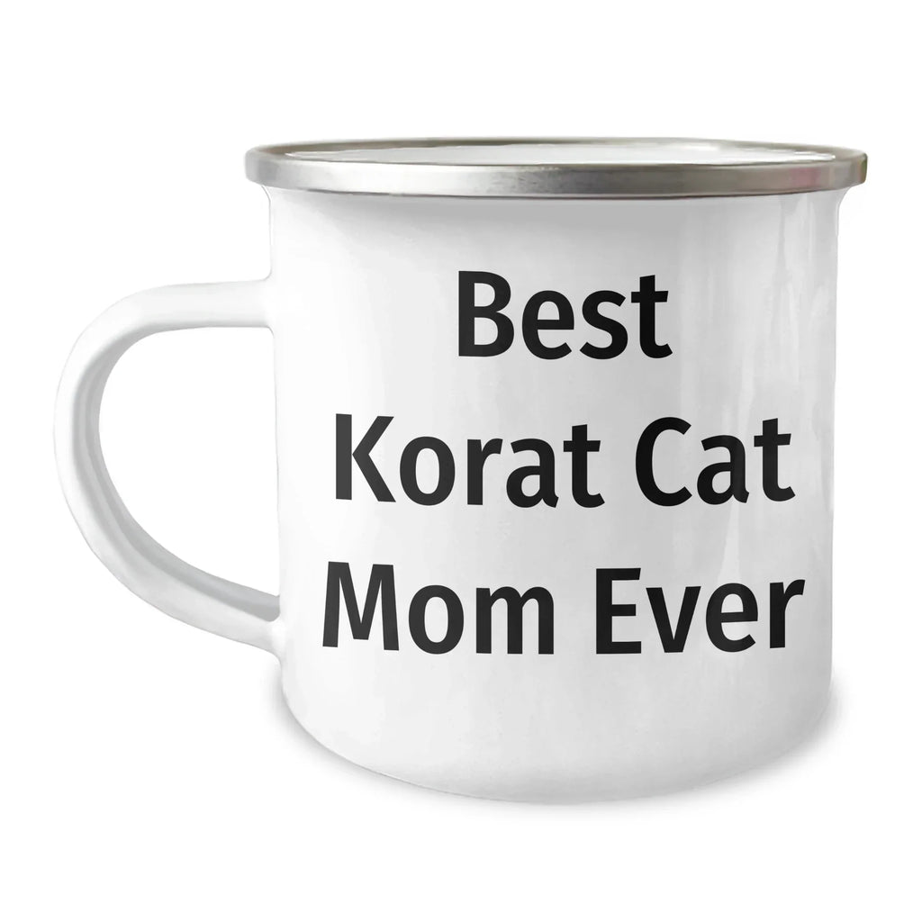 Funny Korat Cat Mom Gifts from Friends to Korat Cat Lovers, Best Korat Cat Mom Ever Enamel Camping Mug, Father's Day Unique Gifts for Men