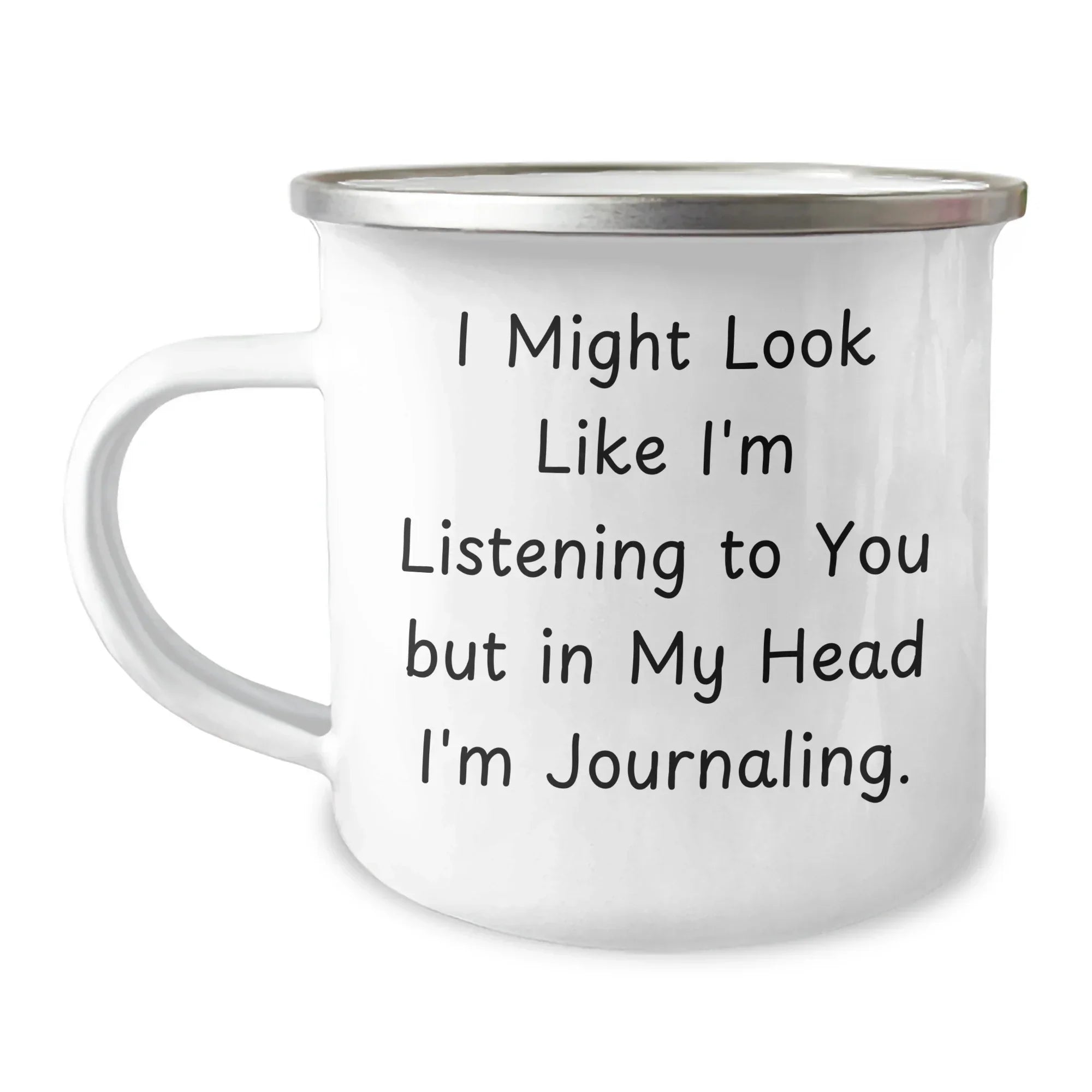 Funny Journaling Gifts for Men, 'I Might Look Like I'm Listening' Camping Mug, Father's Day Unique Gifts from Family