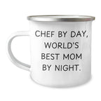 Chef Camping Mug, Funny Graduation Gift for Chef By Day, World's Best Mom By Night., Gifts from Mom to Chef