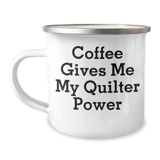 Funny Quilter Gifts from Friends, Quilter Power Mug for Graduation, Coffee Lovers' Unique Gifts - Image 1