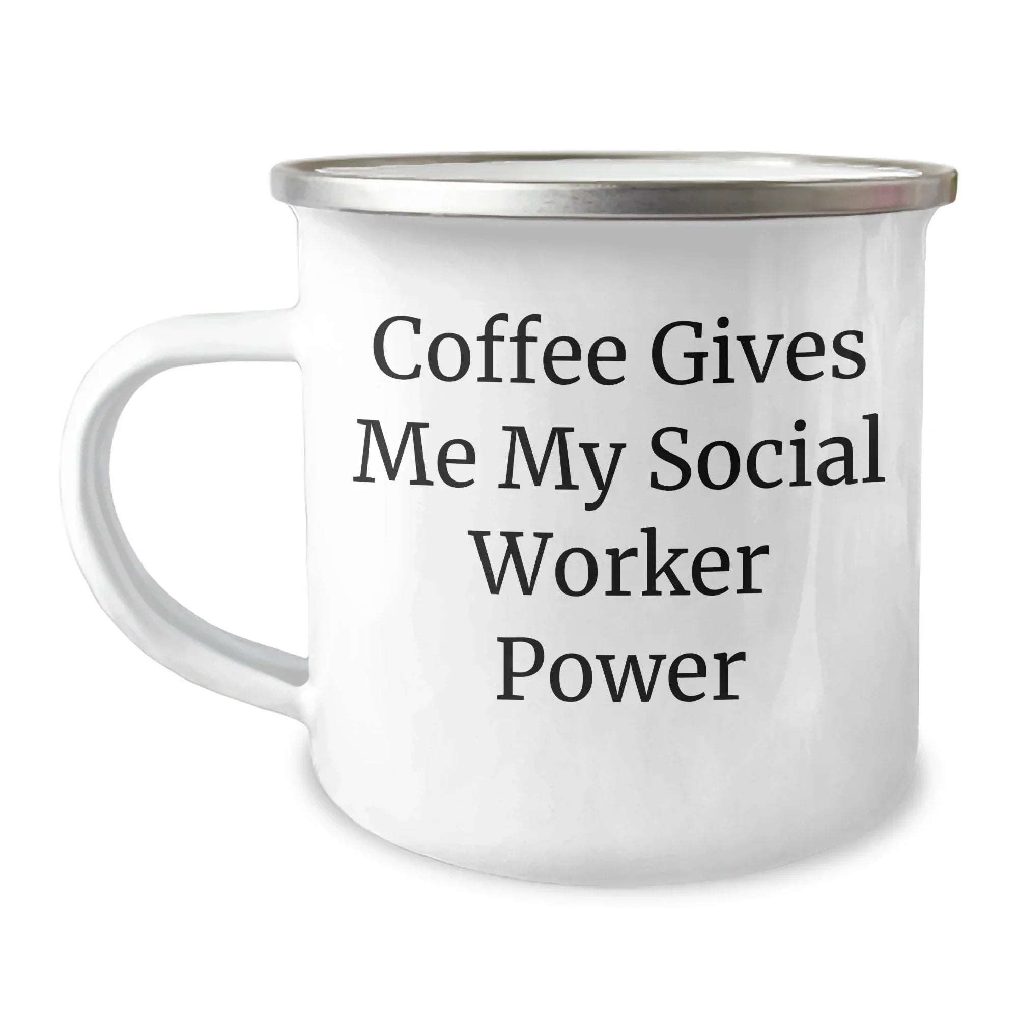 Funny Social Worker Gifts from Friends for Graduation - Coffee Gives Me My Social Worker Power Camping Mug, Stainless Steel with Enamel Finish
